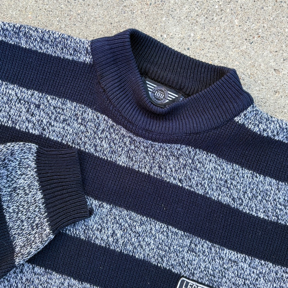 Vintage‎ IOU Legendary Striped Knit Mock Neck Sweater